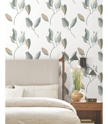 ZM2873 - Brushwork Branches Mineral and Olive Wallpaper-Artisan Studio
