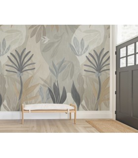 ZM2848M - Chambord Gardens Graphite & Carbon Wall Mural-Artisan Studio
