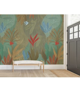 ZM2847M - Chambord Gardens Leaf & Olive Wall Mural-Artisan Studio