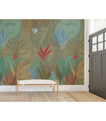 ZM2847M - Chambord Gardens Leaf & Olive Wall Mural-Artisan Studio