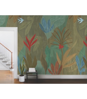 ZM2847M - Chambord Gardens Leaf & Olive Wall Mural-Artisan Studio