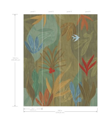 ZM2847M - Chambord Gardens Leaf & Olive Wall Mural-Artisan Studio