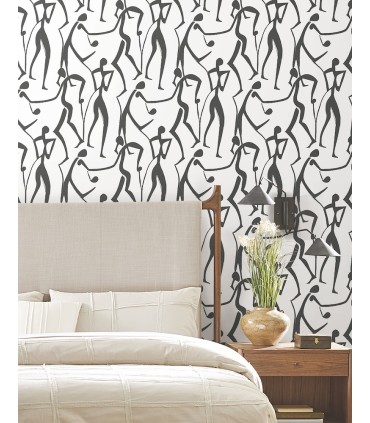 ZM2831 - Joyful Dancers Carbon Black Wallpaper-Artisan Studio