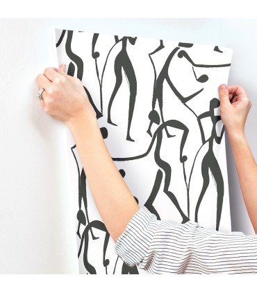 ZM2831 - Joyful Dancers Carbon Black Wallpaper-Artisan Studio