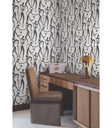 ZM2831 - Joyful Dancers Carbon Black Wallpaper-Artisan Studio