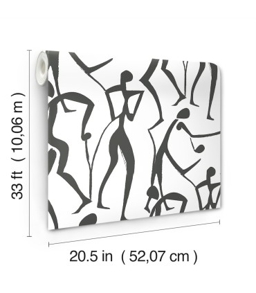 ZM2831 - Joyful Dancers Carbon Black Wallpaper-Artisan Studio