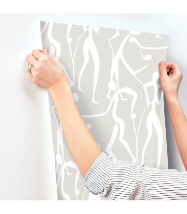 ZM2835 - Joyful Dancers Lichen Grey Wallpaper-Artisan Studio