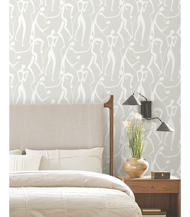 ZM2835 - Joyful Dancers Lichen Grey Wallpaper-Artisan Studio