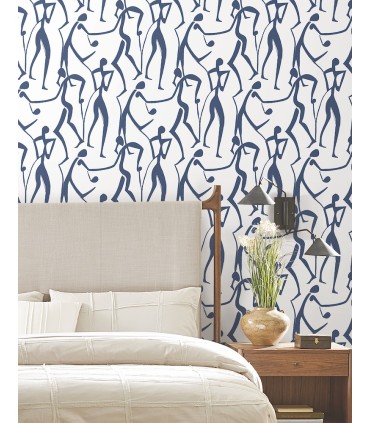 ZM2832 - Joyful Dancers Navy Wallpaper-Artisan Studio