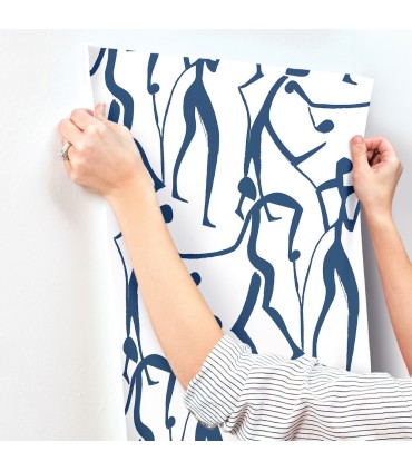 ZM2832 - Joyful Dancers Navy Wallpaper-Artisan Studio