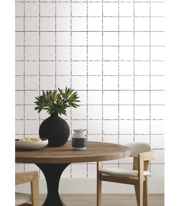 ZM2854 - La Vitre Plaid Carbon Black Wallpaper-Artisan Studio