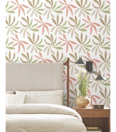ZM2812 - Little Garden Leaf & Coral Wallpaper-Artisan Studio