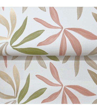 ZM2812 - Little Garden Leaf & Coral Wallpaper-Artisan Studio