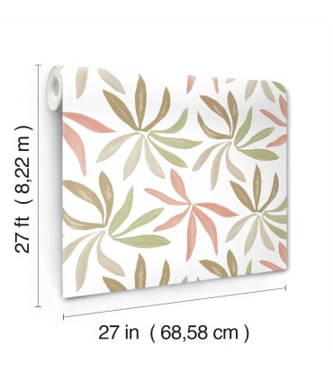 ZM2812 - Little Garden Leaf & Coral Wallpaper-Artisan Studio