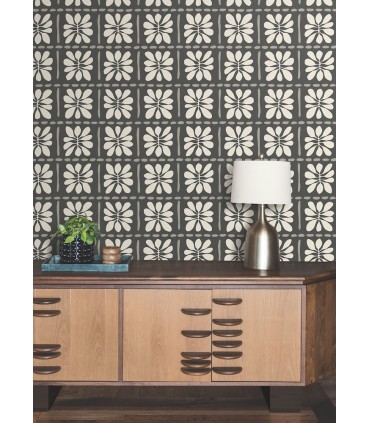 ZM2810 - Mimosa Fleur Carbon Black Wallpaper-Artisan Studio