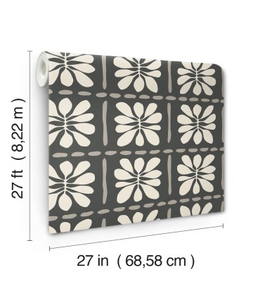 ZM2810 - Mimosa Fleur Carbon Black Wallpaper-Artisan Studio