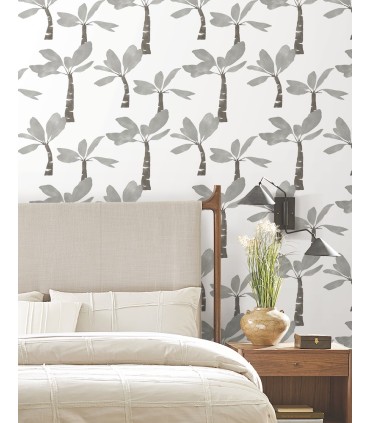 ZM2838 - Painted Oasis Carbon & Graphite Wallpaper-Artisan Studio