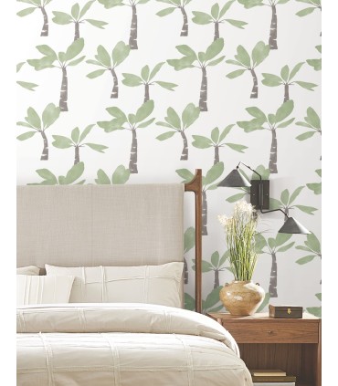 ZM2839 - Painted Oasis Leaf Green Wallpaper-Artisan Studio