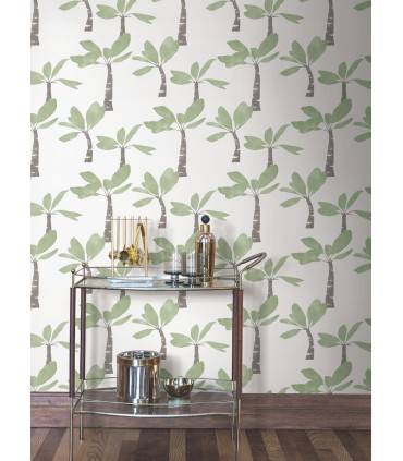 ZM2839 - Painted Oasis Leaf Green Wallpaper-Artisan Studio
