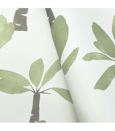 ZM2839 - Painted Oasis Leaf Green Wallpaper-Artisan Studio