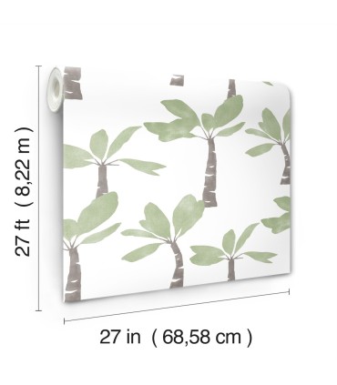 ZM2839 - Painted Oasis Leaf Green Wallpaper-Artisan Studio