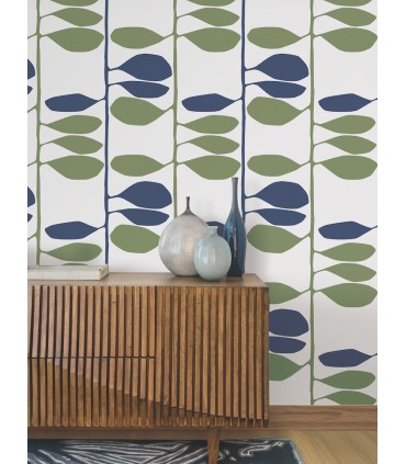 ZM2801 - Sculpted Vines Alpine & Blue Wallpaper-Artisan Studio
