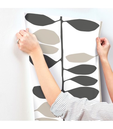 ZM2804 - Sculpted Vines Carbon & Linen Wallpaper-Artisan Studio