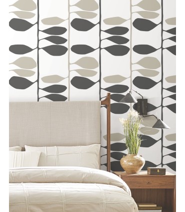 ZM2804 - Sculpted Vines Carbon & Linen Wallpaper-Artisan Studio