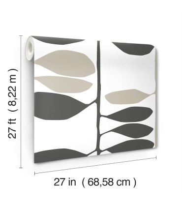 ZM2804 - Sculpted Vines Carbon & Linen Wallpaper-Artisan Studio