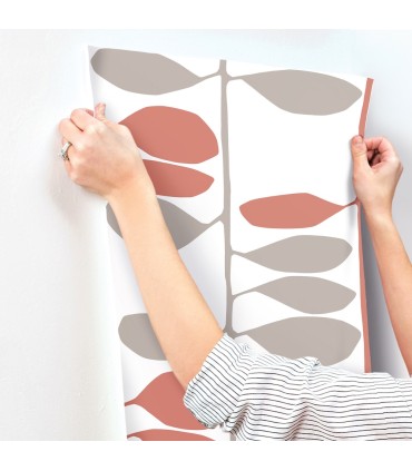 ZM2802 - Sculpted Vines Vermillion & Graphite Wallpaper-Artisan Studio