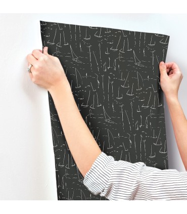 ZM2842 - Vermillion Coast Carbon Black Wallpaper-Artisan Studio