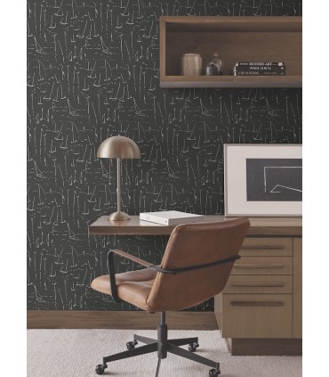 ZM2842 - Vermillion Coast Carbon Black Wallpaper-Artisan Studio