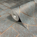 MA35512 - Marquetry Teal Tile Wallpaper-Opulent Accents