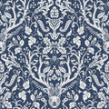 4169-12703 - Kiwassa Navy Antler Damask Wallpaper by Chesapeake