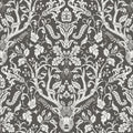 3118-12704 - Birch and Sparrow Wallpaper by Chesapeake-Kiwassa Antler Damask