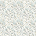 4199-83704 - Edith Light Blue Floral Damask Wallpaper-Modern Farmhouse by Chesapeake