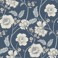 4199-83710 - Hazel Navy Floral Trail  Wallpaper-Modern Farmhouse by Chesapeake