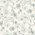 4199-83746 - Darlene Aqua Jacobean  Wallpaper-Modern Farmhouse by Chesapeake