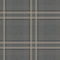 4211-83565 - Country Club Plaid Charcoal Faux Linen Wallpaper-Private Reserve