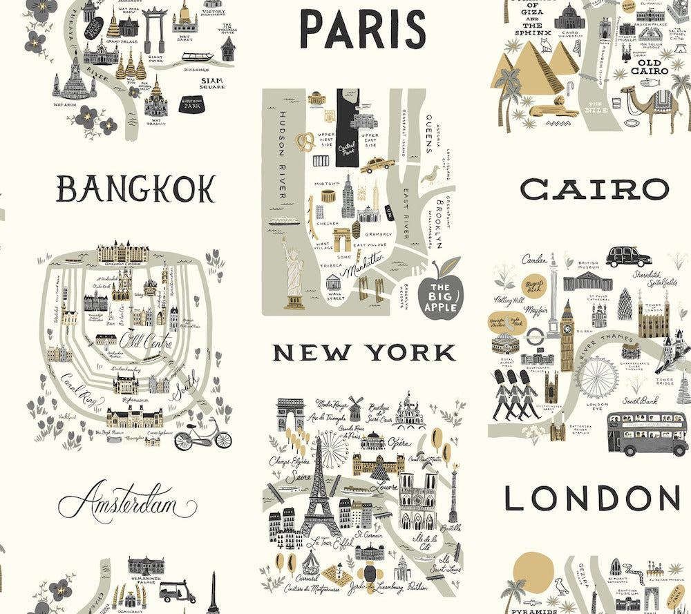 RI5161 - Rifle Paper Co. Wallpaper-City Maps – Wallpaper The Home