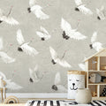 ASTM3909 - Crane You Later Dove Grey Wall Mural