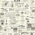 3123-64271 - Adamstown Cream Newspaper Classifieds Wallpaper by Chesapeake
