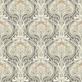 2970-26150 - Mucha Dark Grey Botanical Ogee Wallpaper- by A Street