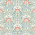 2970-26152 - Mucha Light Blue Botanical Ogee Wallpaper- by A Street