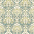 2970-26151 - Mucha Teal Botanical Ogee Wallpaper- by A Street