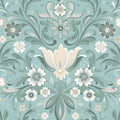 2999-24111 - Ostanskar Turquoise Retro Floral Wallpaper by A Street