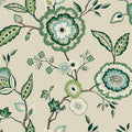 GO8233 - Dahlia Blooms Linen/Jade Wallpaper- Greenhouse by York