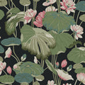 GO8292 - Lotus Pond Midnight/Flamingo Wallpaper- Greenhouse by York