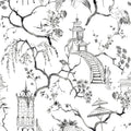 4120-26809 - Serena Charcoal Chinoiserie Wallpaper-Middleton by A Street