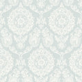 4071-71023 - Helm Damask Aqua Floral Medallion Wallpaper-Blue Heron